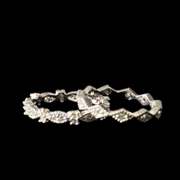 Set of 4 Express Silver Cubic Zirconia Stacking Rings - Picture 3 of 6